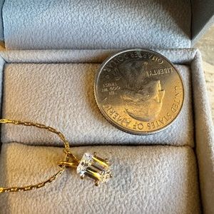 Vintage solitaire necklace on Gold Plated chain